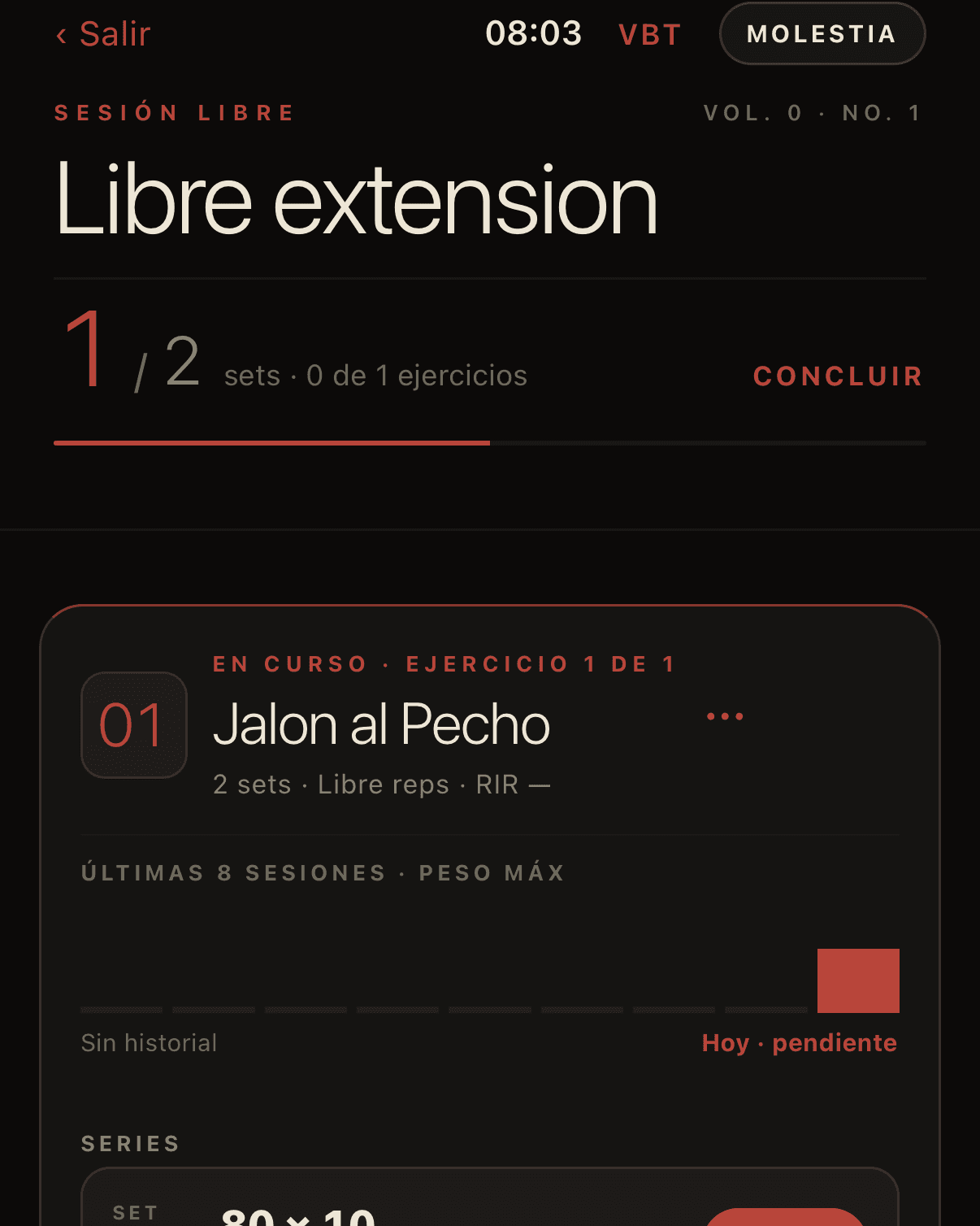 Ejecuta la sesión, serie por serie